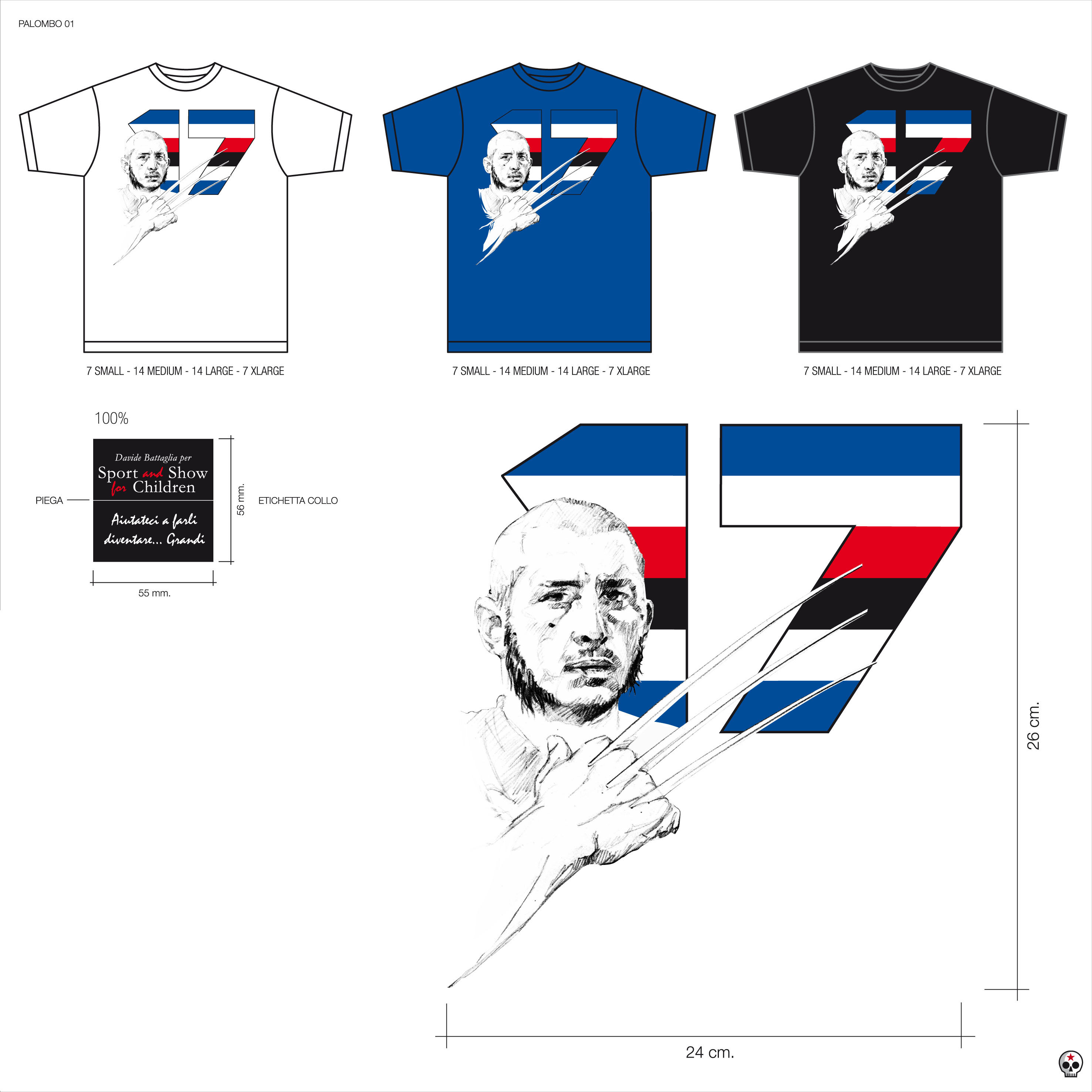 2008 - Drawings for the t-shirts and sweatshirts line 'Palombo Supereroe', in partnership Sport&Show for Children and Sampdoria Point