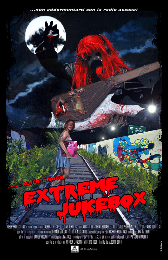 
Scenografo e tecnico di post produzione (editing, 2D compositing) del film 'Extreme Jukebox' (2013), regia di Alberto Bogo.
Locandina
